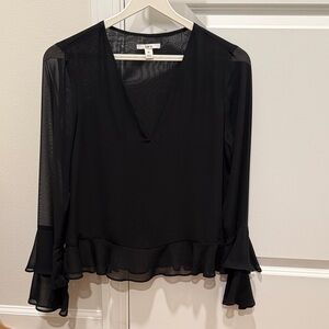 Bar III Semi Sheer V-Neck Blouse